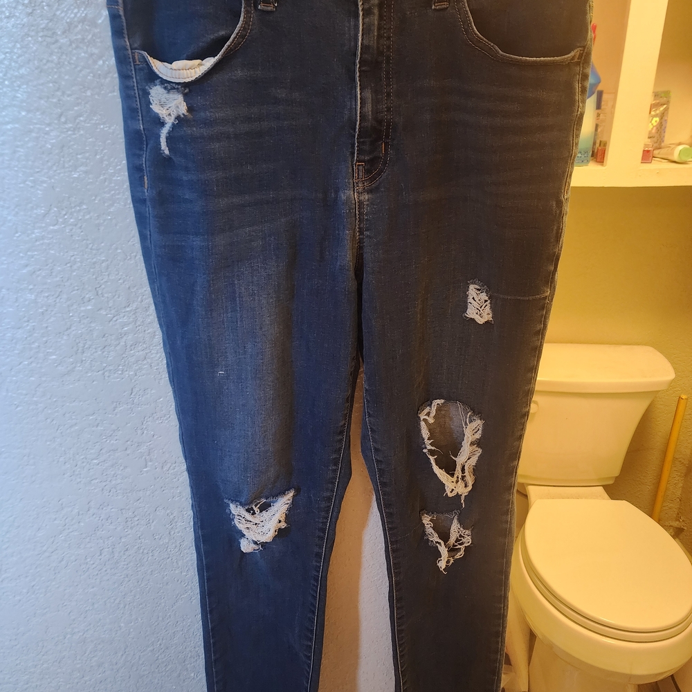 SO Women's Distressed Dark Blue Skinny Jeans